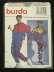 4202 BURDA JOGGING UNISEX HIM HER PANTS, DOLMAN JACKET TOP PATTERN 12-26; 34-48